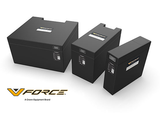 As empilhadeiras retráteis da Série ESR podem ser equipadas com baterias de íons lítio