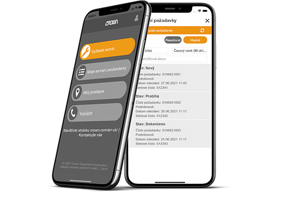 aplikace Crown Požadavek na servis pro vysokozdvižné vozíky 