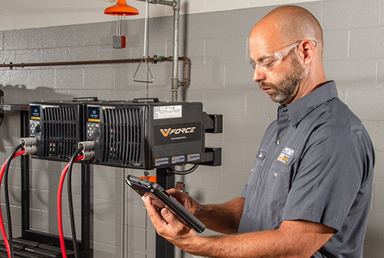 VHFM3 forklift battery chargers offer connectivity