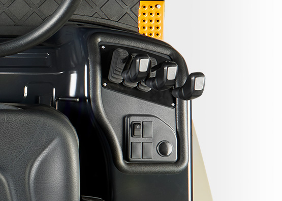 C-G gas forklifts are available with fingertip controls