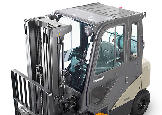 C-G gas forklifts are available with 4 adaptable cabin options
