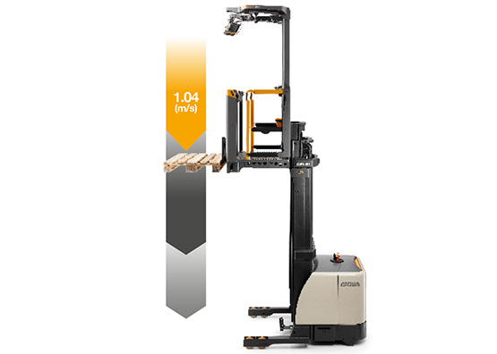 SP order pickers feature the industry-exclusive Xpress Lower technology