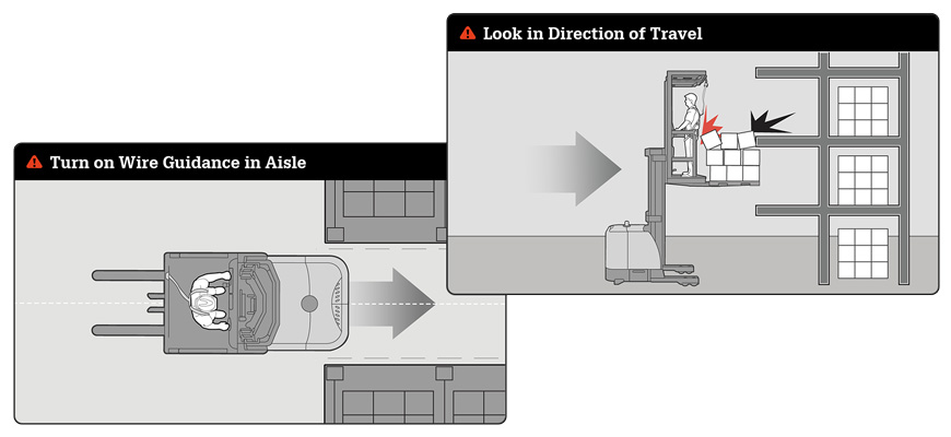 the order picker SP displays safety messages