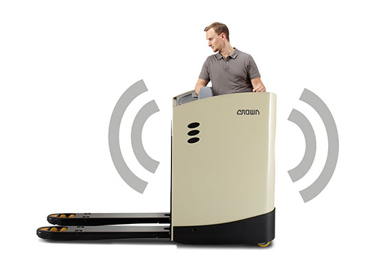 the ride-on pallet truck RT is available with audible travel alarm