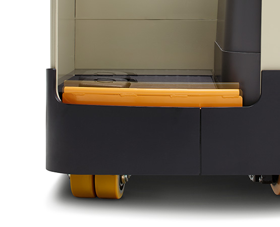 RTD ride-on double stacker features a suspended floorboard