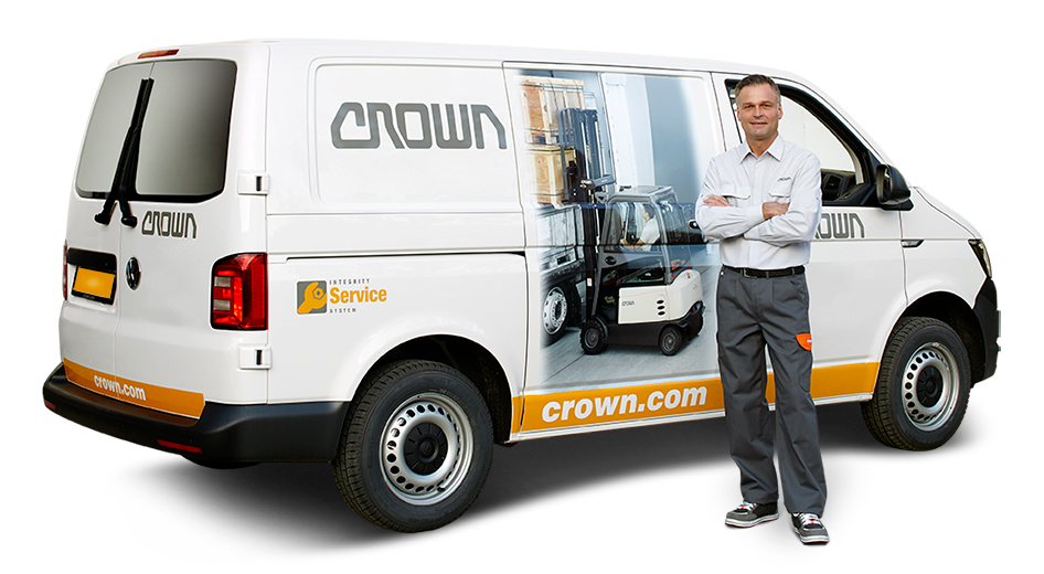 Crown forklift service technician and service van