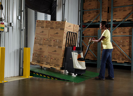 Worker uses WP to load a pallet.