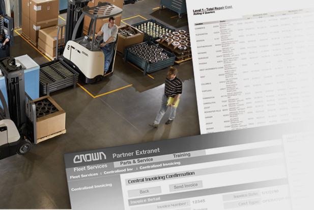 Warehouse manager observes forklift operators