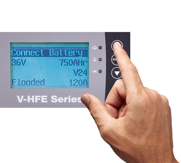 configuring charger via front panel and keypad