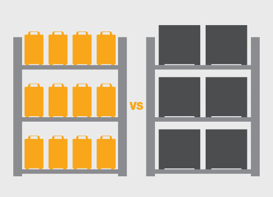 graphic comparing size and bulk of V-HFE charger versus traditional chargers