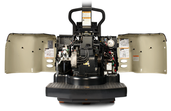 Internal components of Crown PE series end rider pallet truck