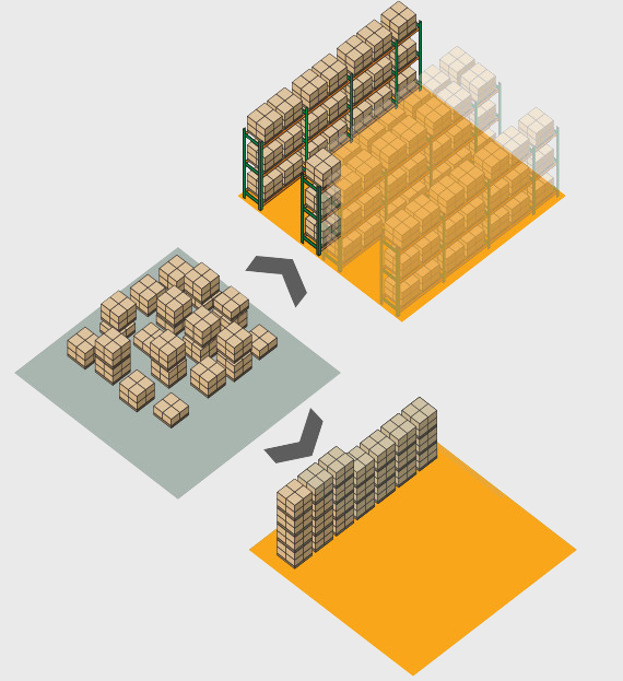 The WF series fork-over pallet stacker can improve cube utilization and increase warehouse space