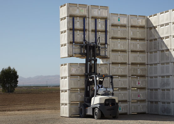 C-5 forklift in use using attachments