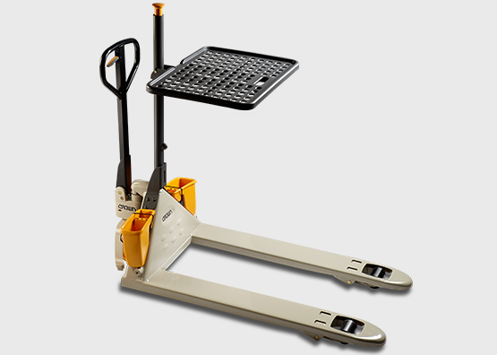 PTH hand pallet jack with work assist accessories
