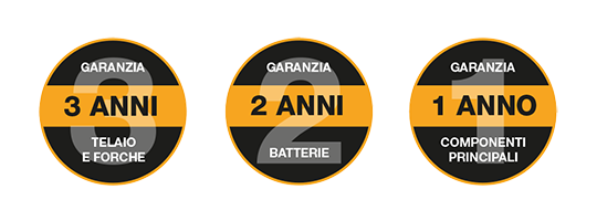 il transpallet elettrico compatto WJ è dotato di una garanzia leader nel settore