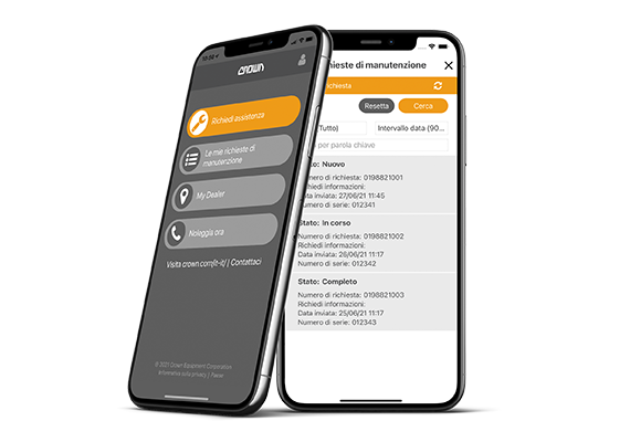 L'app di richiesta di assistenza per carrelli elevatori di Crown