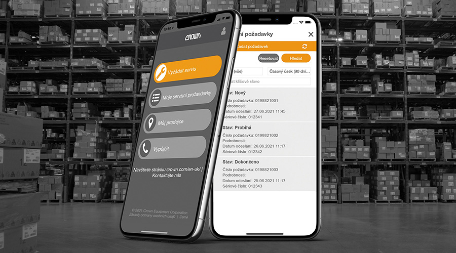 Aplikace Crown Požadavek na servis: Servis vysokozdvižných vozíků na dosah ruky 