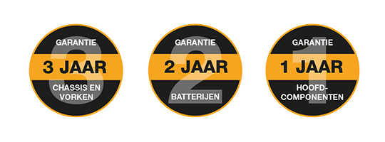 de compact WJ-pallettruck wordt geleverd met een toonaangevende garantie