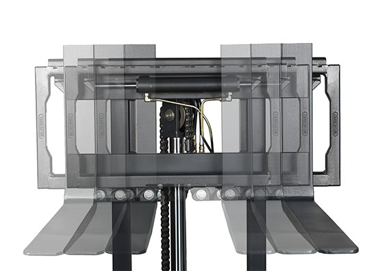 de SX breedspoorstapelaar is leverbaar met sideshifter